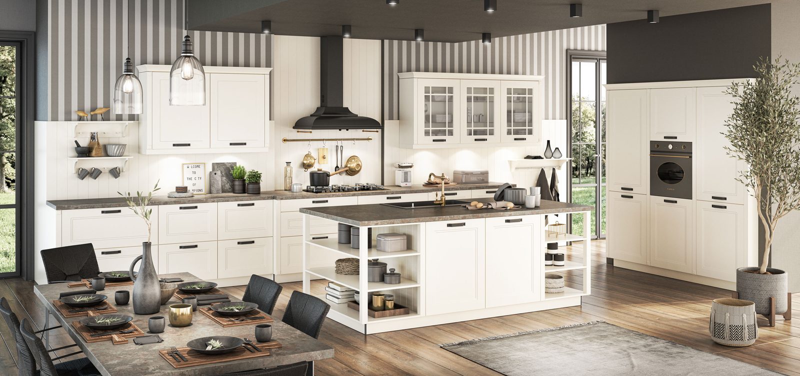 Cuisine La Classique blanche, style maison de campagne